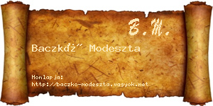 Baczkó Modeszta névjegykártya